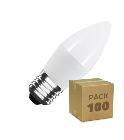 Boîte de 100 Ampoules LED E27 C37 5W Blanc Froid - 71867 - vue 1