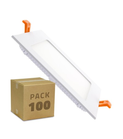 Boîte de 100 Dalles LED 12W Carrée Extra-Plate Blanc Froid Coupe 155x155mm