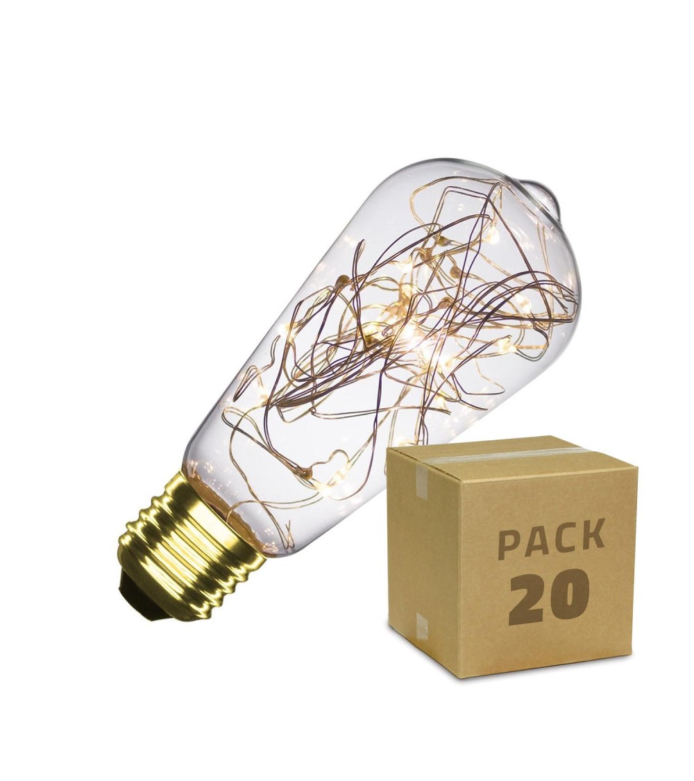 Boîte de 20 Ampoules LED E27 Dimmable Filament Lum Lemon ST58 1W Blanc Chaud - 71989 - vue 1