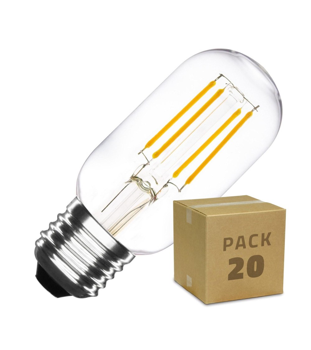 Boîte de 20 Ampoules LED E27 Dimmable Filament Tory T45 4W Blanc Chaud - 72041 - vue 1