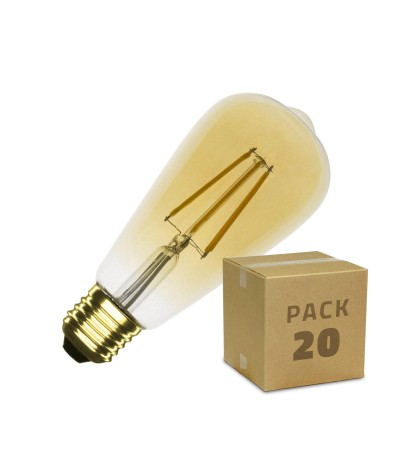 Boîte de 20 Ampoules LED E27 Filament Dimmable 5.5W ST64 Gold Big Lemon Blanc Neutre