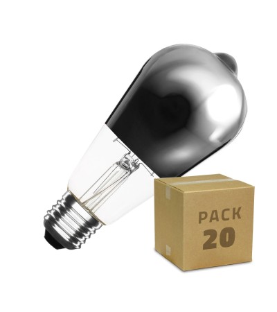 Boîte de 20 Ampoules LED E27 Filament Dimmable 7.5W ST64 Chrome Reflect Big Lemon Blanc Chaud