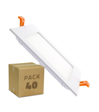 Boîte de 40 Dalles LED 12W Carrée Extra-Plate Blanc Neutre Coupe 155x155mm