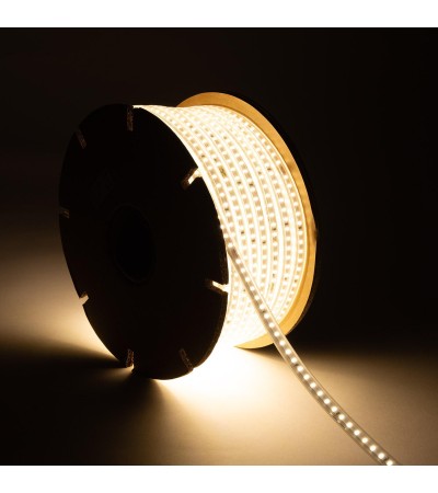 Ruban LED Dimmable 220V SMD 120 LED/m BOBINE 50m 8.5W/m 850lm/m Largeur 12mm Coupe 20cm IP65