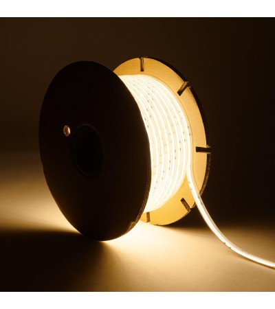 Ruban LED Dimmable 220V COB Auto-redressement 560 LED/m BOBINE 50m 14W/m 1250lm/m SILICONE FLEX IC2 Largeur 10mm Coupe 10cm IP65