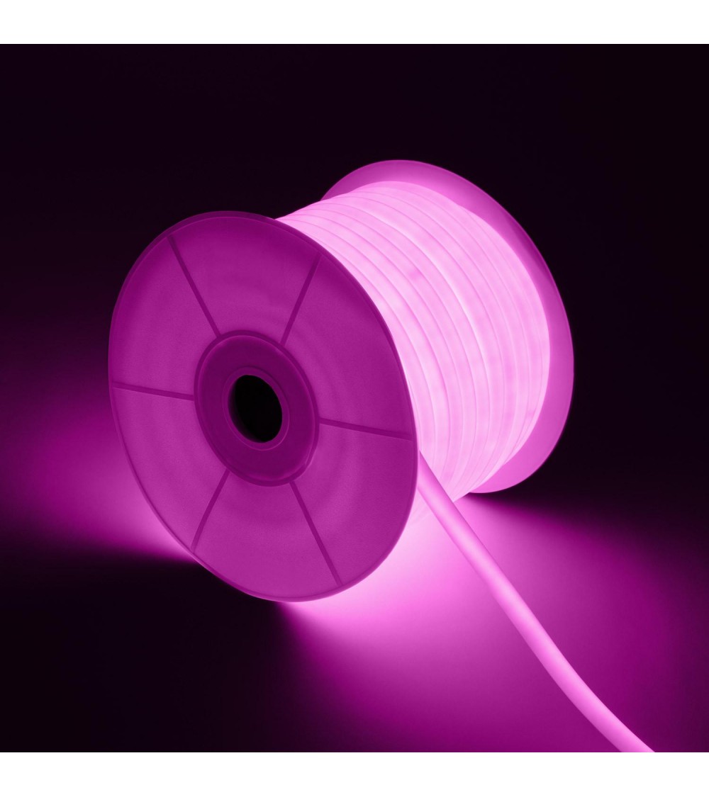 Ruban LED Néon Dimmable 220V BOBINE 50m Rose Circulaire 360 9W/m Coupe 100cm IP67 - 4418 - vue 1