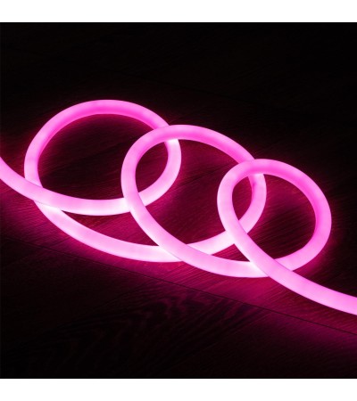 Ruban LED Néon Dimmable 220V BOBINE 50m Rose Circulaire 360 9W/m Coupe 100cm IP67 - 4418 - vue 2