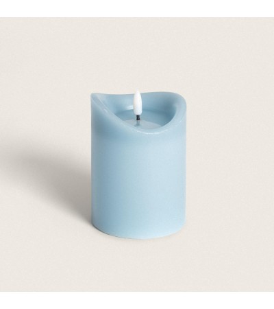 Bougie LED Cire Naturelle Bleue à Piles 12.5 cm - 112014 - vue 1