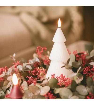 Bougie LED Sapin de Noel en Cire Naturelle à  Pile 15 cm