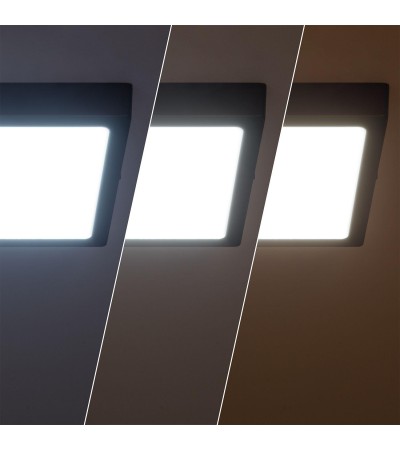 Plafonnier LED 18W Carré Aluminium 210x210 mm Slim CCT Sélectionnable Galán SwitchDimm - 95547 - vue 6