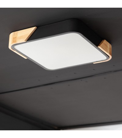 Plafonnier LED 18W Carré Bois 325x325 mm CCT Sélectionnable Semi-Dari - 75922 - vue 5