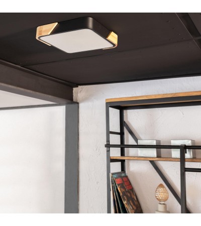 Plafonnier LED 18W Carré Bois 325x325 mm CCT Sélectionnable Semi-Dari - 75922 - vue 6