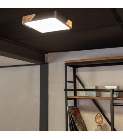 Plafonnier LED 18W Carré Bois 325x325 mm CCT Sélectionnable Semi-Dari - 75922 - vue 7