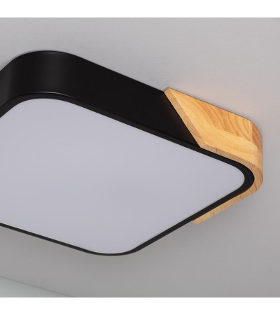 Plafonnier LED 18W Carré Bois 325x325 mm CCT Sélectionnable Semi-Dari - 75922 - vue 9
