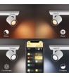 Plafonnier LED RGBW White Color Argenta 4 Spots 4x6W Hue - 67781 - vue 7