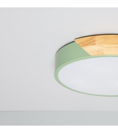 Plafonnier LED Rond Bois 18W CCT Sélectionnable Semi-Dari Ø320 mm - 71573 - vue 9