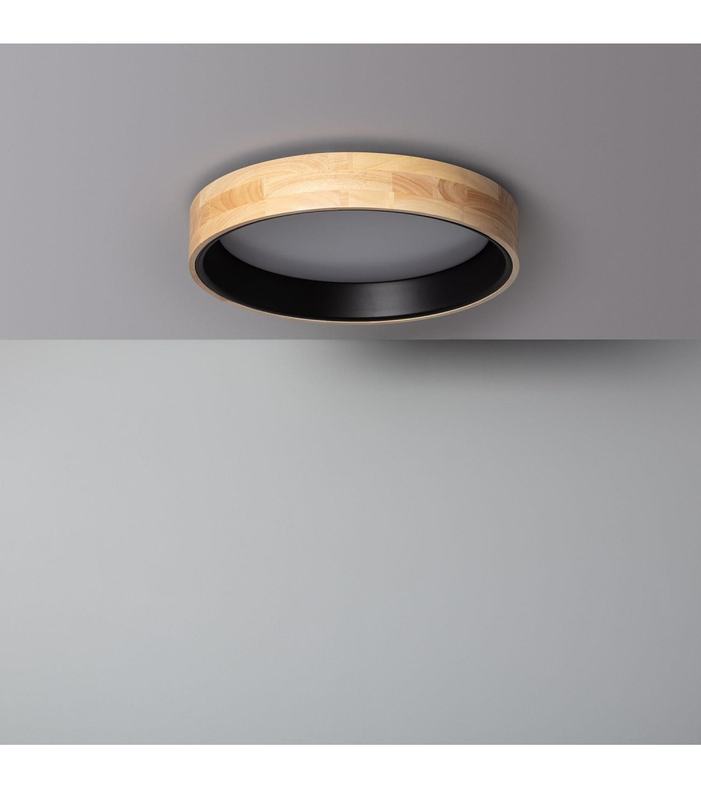 Plafonnier LED Rond Bois 20W CCT Sélectionnable Dari Ø470 mm - 71565 - vue 4