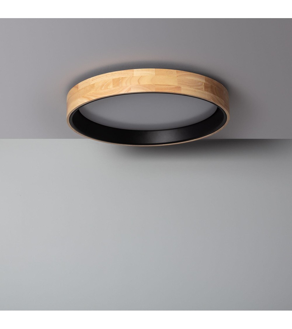Plafonnier LED Rond Bois 30W CCT Sélectionnable Dari Ø570 mm - 71569 - vue 3