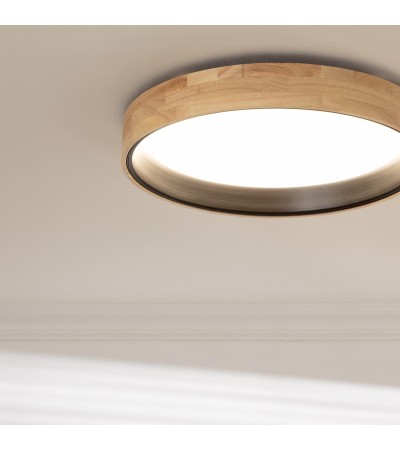 Plafonnier LED Rond Bois 30W CCT Sélectionnable Dari Ø570 mm - 71569 - vue 5