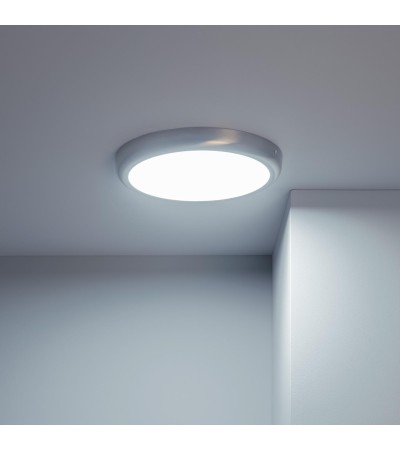 Plafonnier LED Rond Métal 24W Design Silver Ø300mm - 1143 - vue 9