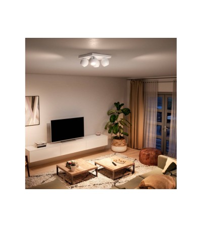 Plafonnier White Ambiance Buckram 4 Spots GU10 Hue - 85749 - vue 4