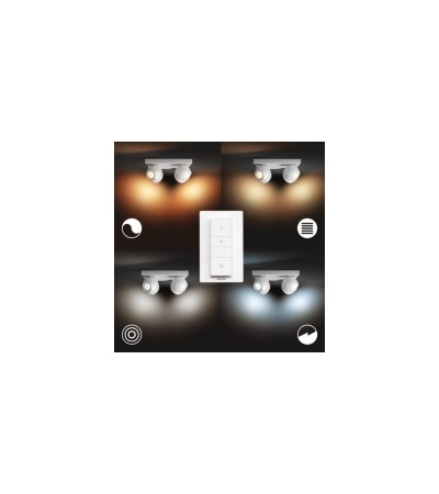 Plafonnier White Ambiance Buckram 4 Spots GU10 Hue - 85749 - vue 5