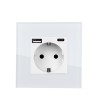 Prise avec port USB Schuko Type F avec Cadre Verre Modern - 101037 - vue 3