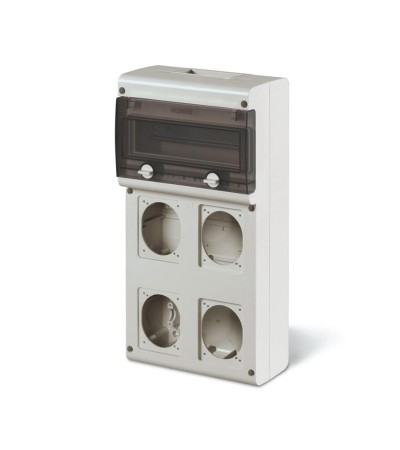 Coffret Électrique 11 Modules DIN 4 Prises IP66 Block SCAME