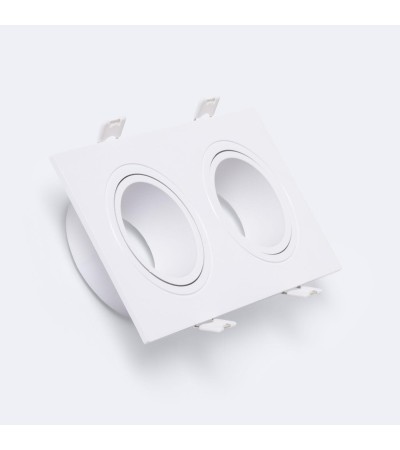 Collerette Downlight Carré Blanche pour deux Ampoules LED GU10 / GU5.3 Taille 75x155 mm