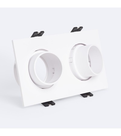Collerette Downlight Carré Orientable Faible UGR pour deux Ampoules LED GU10 / GU5.3 Taille 75x150 mm Suefix
