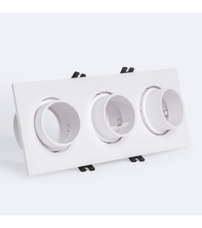 Collerette Downlight Carré Orientable Faible UGR pour trois Ampoules LED GU10 / GU5.3 Taille 75x235 mm Suefix